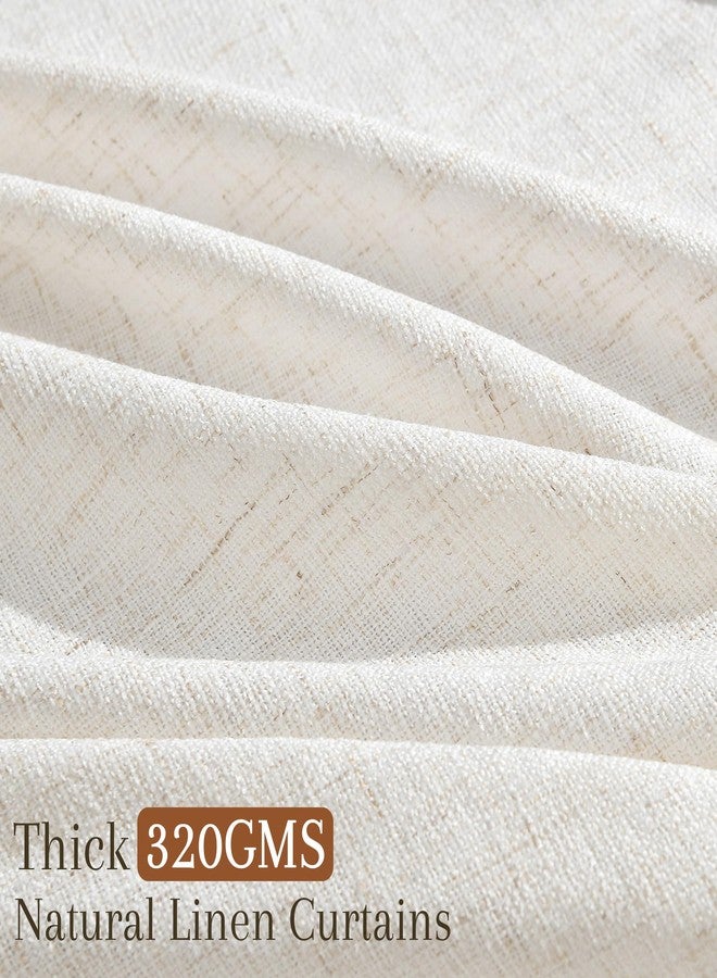 Joywell Cream Natural Pinch Pleated Linen Curtains 84 Inches Long 2 Panels Set for Bedroom Living Room Back Tab Thick Semi Sheer Light Filtering Privacy Window Pleat Drapes Clip Rings Hooks 40x84 - Image 2